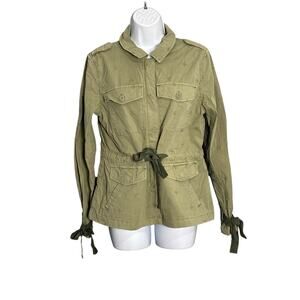 Sanctuary Embroidered Olive Green Utility Jacket S